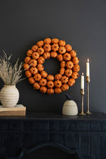 19" Fall Pumpkin Wreath – Orange Faux Floral Door Accent