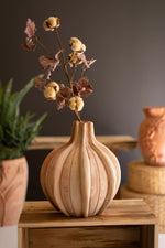 Terracotta Vase with Vertical Ridges Rounded Silhouette – 12" Tall by Kalaou