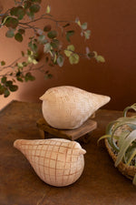 Decorative Terracotta Birds Set of 2 – Weathered Natural Finish 5.5" Tall by Kalaou