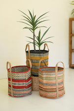 Multi-Colored Woven Jute Storage Baskets – Set of 3 by Kalalou