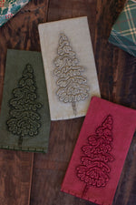 Christmas Tree Tea Towels Set of Three, Red Green White Kitchen Linens (Min 2) by Kalalou