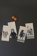 Black Halloween Hand Towels – Set of 4 – Embroidered & Applique 19.5" × 27" By kalalou