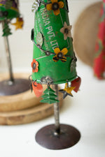 Eco-friendly iron Christmas tree duo in rustic green