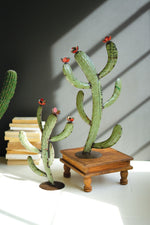 Set of 2 Recycled Iron Cacti – 26" Tall Metal Sculptures by Kalalou