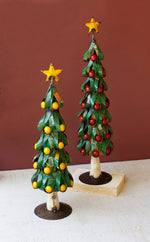 Recycled Metal Christmas Tree Set, Colorful Fruit Decor, 2-Piece Set by Kalalou