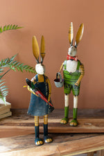 Decorative Metal Rabbits – Set of Two 25.25"Tall Recycled Bunny Figures by Kalalou