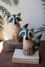 Woodland Decorative Raccoon Sculptures