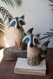 Woodland Decorative Raccoon Sculptures