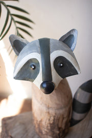 Rustic Recycled Wood Raccoon Pair