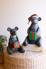 Christmas Bear Holiday Decor Set of 2 Recycled Metal Tabletop Figures 12.5" H by Kalalou