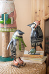 Holiday Skating Penguin Figurines Metal Tabletop Decor