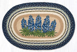 Earth Rugs Oval Patch Rug – Bluebonnet Floral Design, 20"x30", Hand-Stenciled Jute Mat