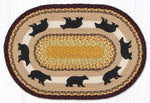 Earth Rugs Cabin Bear 2 Oval Patch Rug – Braided Jute 20x30 Rustic Lodge Accent with Bear Motif