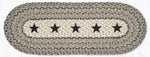Black Stars Oval Table Runner – 13" x 36" Braided Jute Hand-Stenciled Runner For Indoor Decor By Earth Rugs