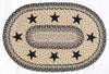 Primitive Black Star Oval Jute Rug – Earth Rugs 20"x30" Country Accent
