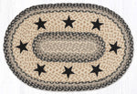 Earth Rugs Black Stars Oval Patch Rug – 20"x30" Hand-Braided Jute with Primitive Charm