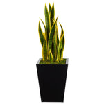 Nearly Natural P1579-BK 31” Sansevieria Artificial Plant in Black Metal Planter