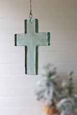 Colorful Glass Cross Window Hanging – 6" Tall by Kalalou