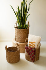 Natural Seagrass Baskets with Handles – Set of 3 by Kalalou