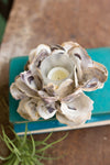 Oyster Shell Flower Votive Holder – 3.25" Tall Coastal Candle Holder