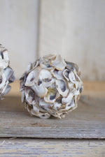 Coastal Oyster Shell Sphere – 4.5" Decorative Texture Ball by Kalalou