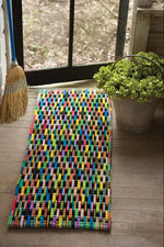 Recycled Flip-Flop Runner 20" × 48" Large Handcrafted Multi-Color, Set of 2 by Kalalou