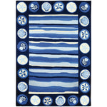 Homefires Coastal Stripes and Shells Indoor/Outdoor Rug, 8' x 10' Rectangle – Beach-Inspired Blue Tones & Shell Accents