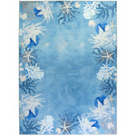 Homefires Starfish and White Coral 5' x 7' Indoor/Outdoor Accent Rug – Coastal Blue & Beige Design