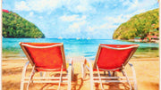 Indoor/Outdoor Tropical Doormat – Hand-Hooked Coastal Scene Design