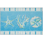 Olivia’s Home Turquoise Sea Doormat – 22" × 32" Indoor Polyester Mat with Suede‑Feel & Coastal Shell/Wave Design