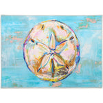 Olivia's Home Painted Sand Dollar Indoor Doormat – 22" x 32" Coastal Rectangle Mat in Blue and Beige Tones