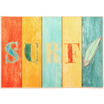 Olivia’s Home Surf Doormat – 22" x 32" Indoor/Outdoor Entry Mat with Retro Surfboard Art and Coastal Colors