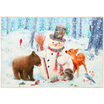 Olivia’s Home Snowman With Wildlife Doormat – 22"x32" Rectangle Winter Scene Mat for Indoor/Outdoor Use