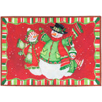 Olivia's Home Cheerful Snow Family Doormat – 22" x 32" Indoor/Outdoor Winter Welcome Mat with Snowman Design