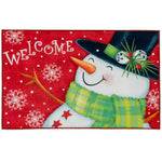 Olivia's Home Welcoming Snowman mat – 22" x 32" Indoor Only – Festive Winter Entryway Decor with Cheerful Snowman Scene