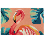 Homefires Flamingo Splash on Coral Doormat, 22" x 34" – Hand-Hooked Polyester Rug with Vibrant Tropical Design