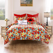Lightweight Botanical Bedding – Poppies Twin Quilt Set