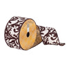 Vickerman Q180215 2.5" X 10 Yards Ivory Dark Brown Herati Christmas Ribbon