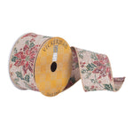 Vickerman Q180338 2.5" X 10 Yard Frosted Tan Poinsettia  Christmas Ribbon