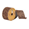 Vickerman Q180386 2.5" X 10 Yards Brown Dupion Gold Leaves Christmas Ribbon