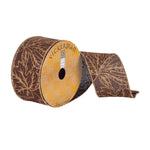 Vickerman Q180386 2.5" X 10 Yards Brown Dupion Gold Leaves Christmas Ribbon