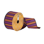 Vickerman Q180401 2.5" X 10 Yards Orange And Purple Striped Christmas Ribbon