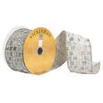 Vickerman Q180527 2.5" X 10 Yard Silver And White Squares Christmas Ribbon