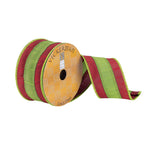 Vickerman Q180785 2.5" X 10 Yard Red And Green Striped Dupion Christmas Ribbon