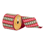 Vickerman Q181402 4" X 10 Yards Red And Green Knit Christmas Ribbon