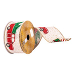 Vickerman Q214621 2.5" X 10 Yards Red Green And Beige Truck And Wagon Ribbon