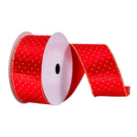 Vickerman Q214687 2.5" X 10 Yards Red With Gold Dots Ribbon