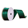 Vickerman Q214689 2.5" X 10 Yards Green With Gold Dots Ribbon