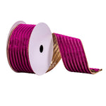 Vickerman Q214693 2.5" X 10 Yards Purple Stripe Gold Back Ribbon