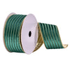 Vickerman Q214697 2.5" X 10 Yards Green Stripe Gold Back Ribbon